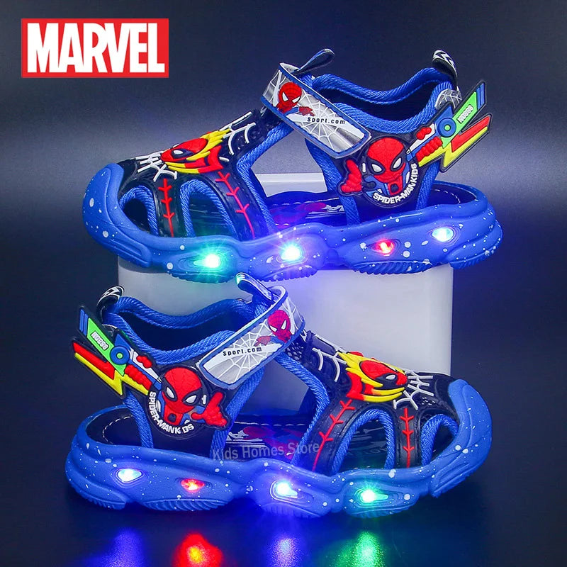 Sandália Infantil Menino  Com Led Homem Aranha