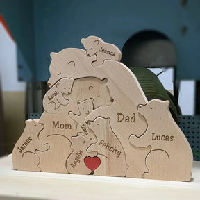 Quebra Cabeça Puzzle Madeira - Customização Família Urso