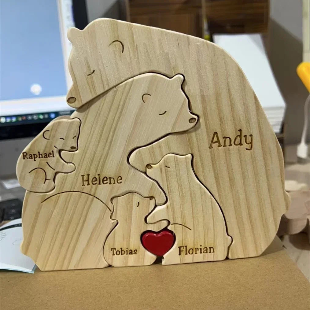 Quebra Cabeça Puzzle Madeira - Customização Família Urso