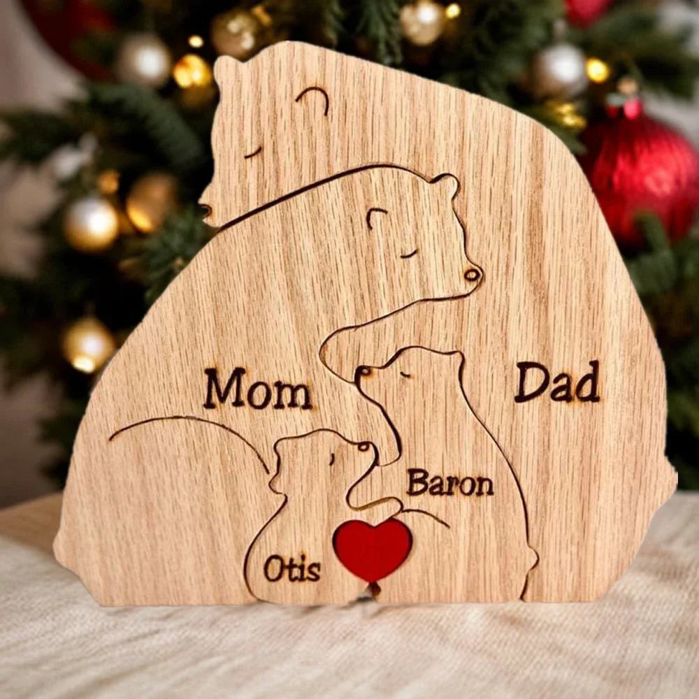 Quebra Cabeça Puzzle Madeira - Customização Família Urso