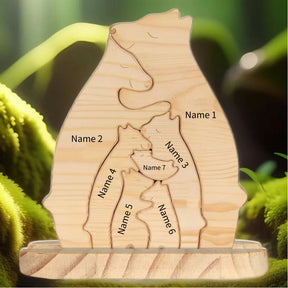 Quebra Cabeça Puzzle Madeira - Decoração Família Urso - COM BASE