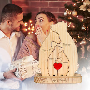 Quebra Cabeça Puzzle Madeira - Decoração Família Urso - COM BASE